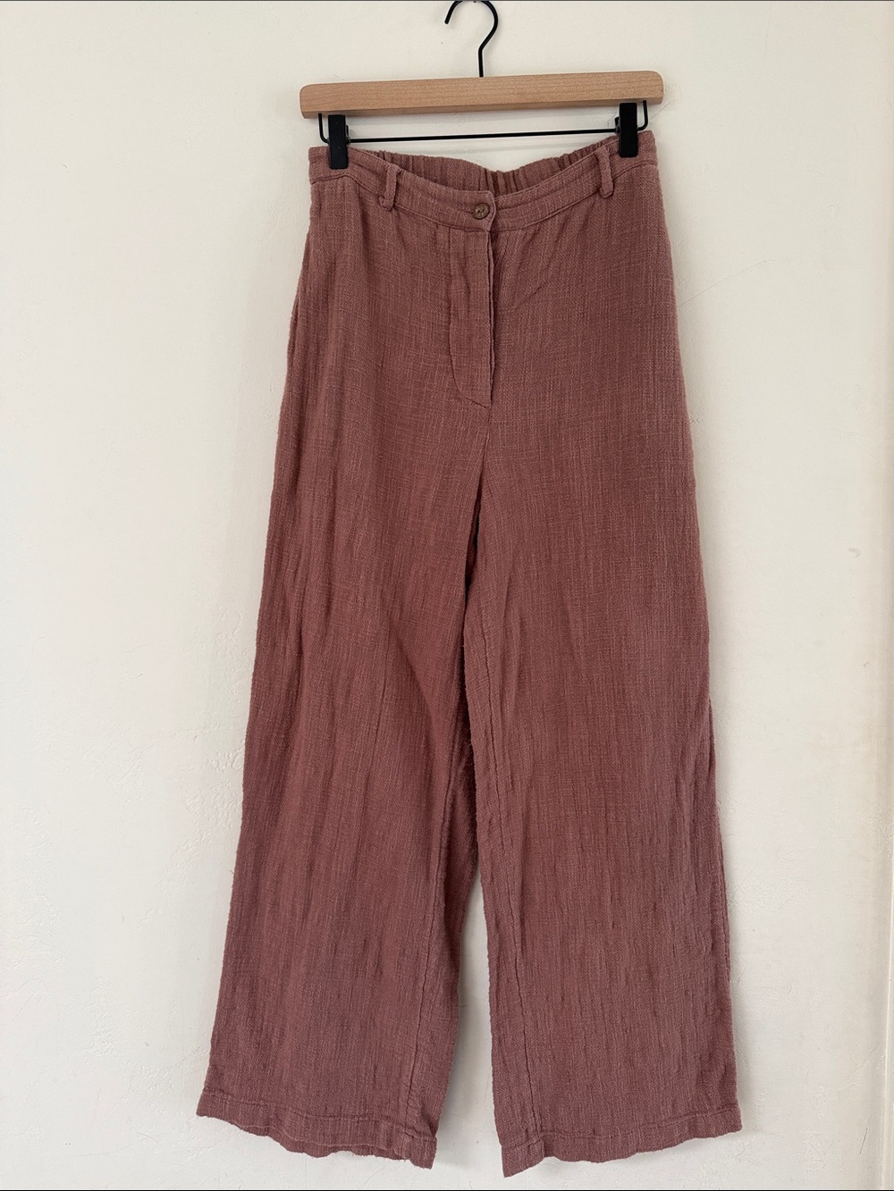 Free People Blush Textured Wide-Leg Pants size small